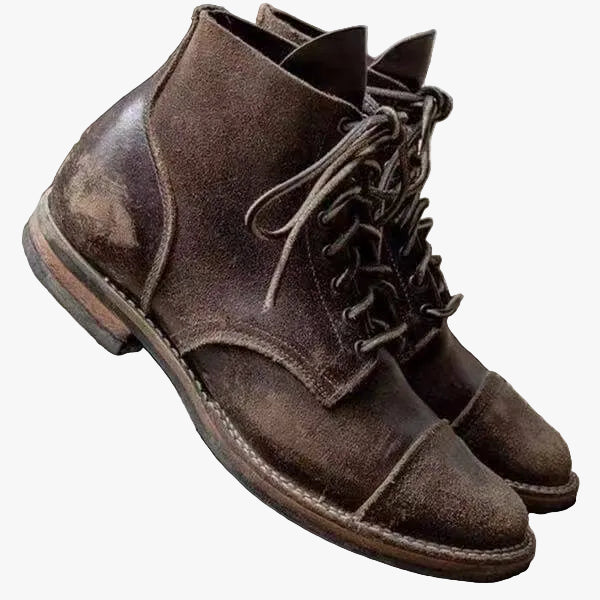 Men's Lace-Up Ankle Boots with Cap Toe and Welt