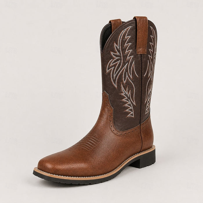 Women's Western Cowboy Boots with Square Toe and Embroidery