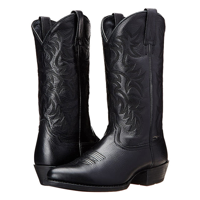 Women's Western Cowboy Boots Mid-Calf with Embroidered Shaft