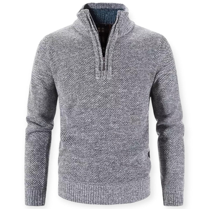 Men's Half-Zip Pullover Sweater Stand Collar Textured Knit