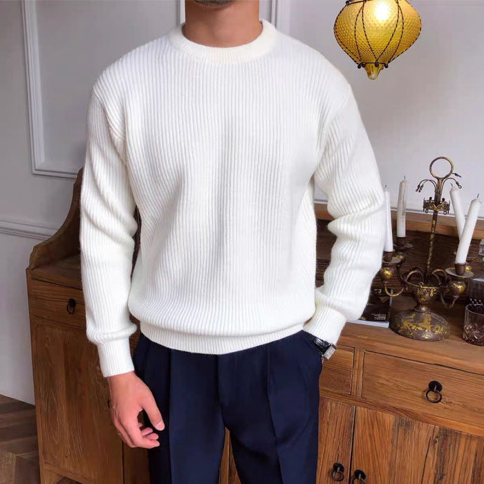 Men's Ribbed Crew Neck Sweater Long Sleeve Pullover